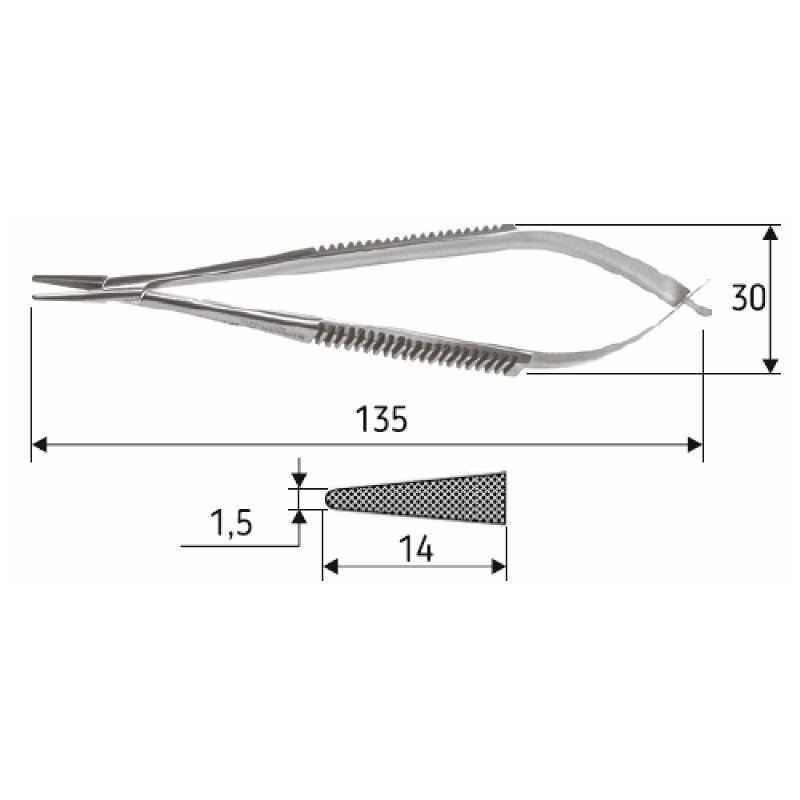 Голкотримач Castroviejo, 13,5 см, прямий, J-24-232, Surgicon